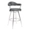 Armen Living Justin 30" Bar Height Swivel Vintage Gray Faux Leather Bar Stool with Brushed Stainless Steel Legs LCJTBABSVG30 - alternate 1